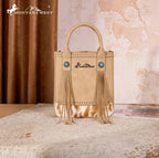 MONTANA WEST COWHIDE FRINGE TOTE CROSSBODY BAG