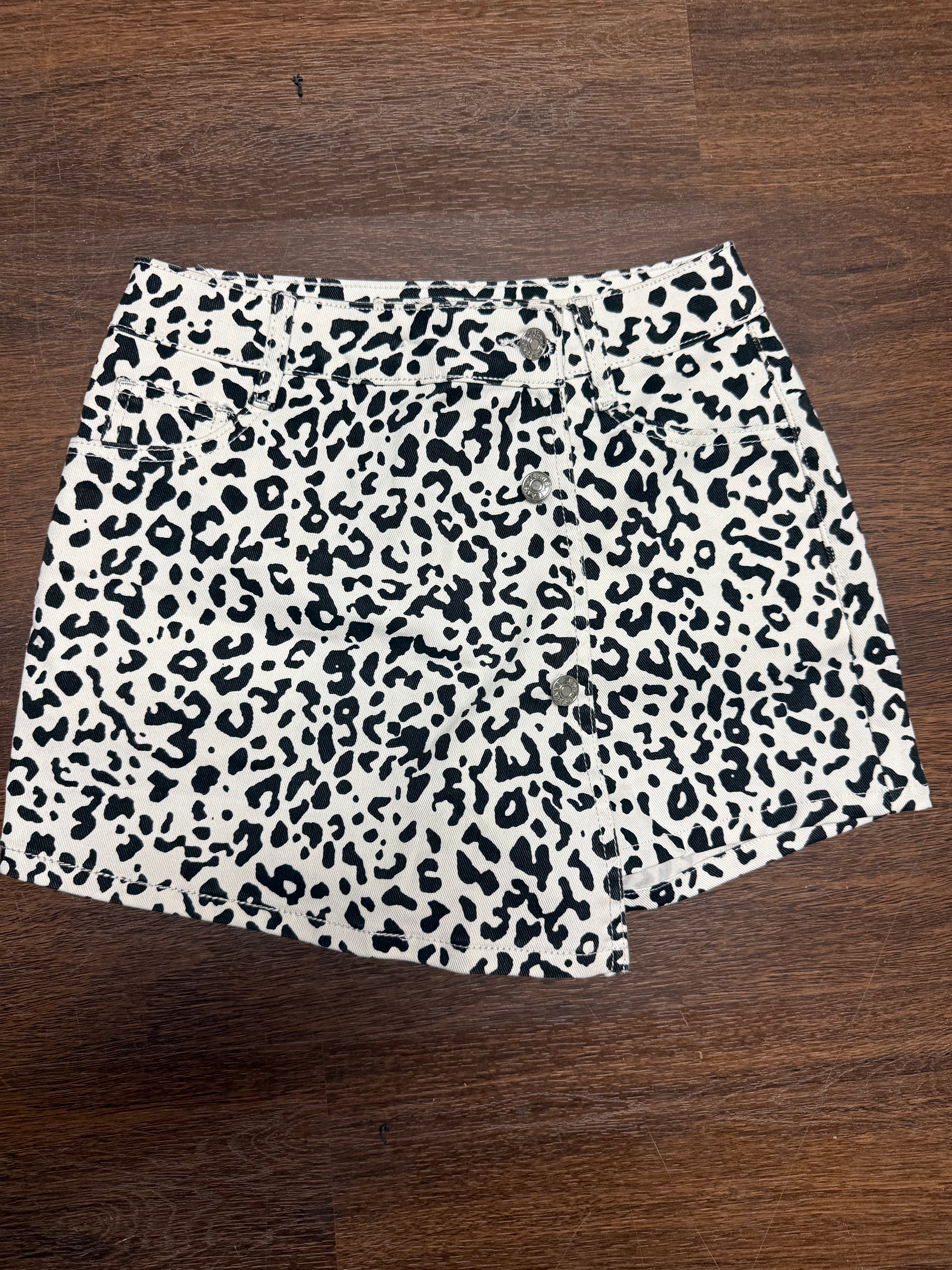 Western Brown Leopard Print Denim Shorts
