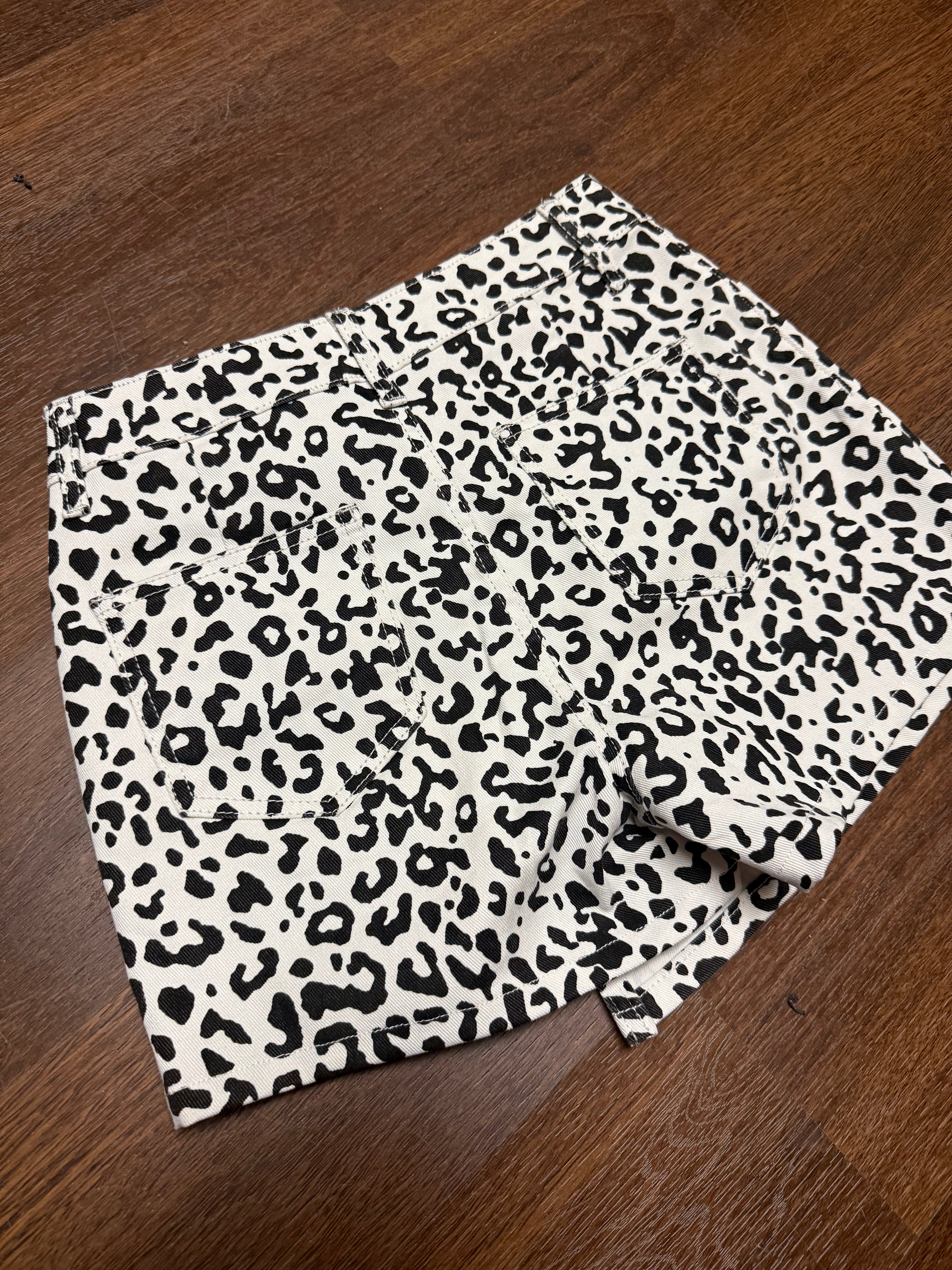 Western Brown Leopard Print Denim Shorts