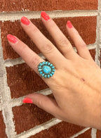Genuine Turquoise Ring Sterling Silver