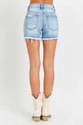 Risen High Rise Pikaboo Lining Shorts (Light Wash)