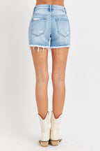 Risen High Rise Pikaboo Lining Shorts (Light Wash)