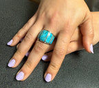 Genuine Turquoise Ring SilveryCopper