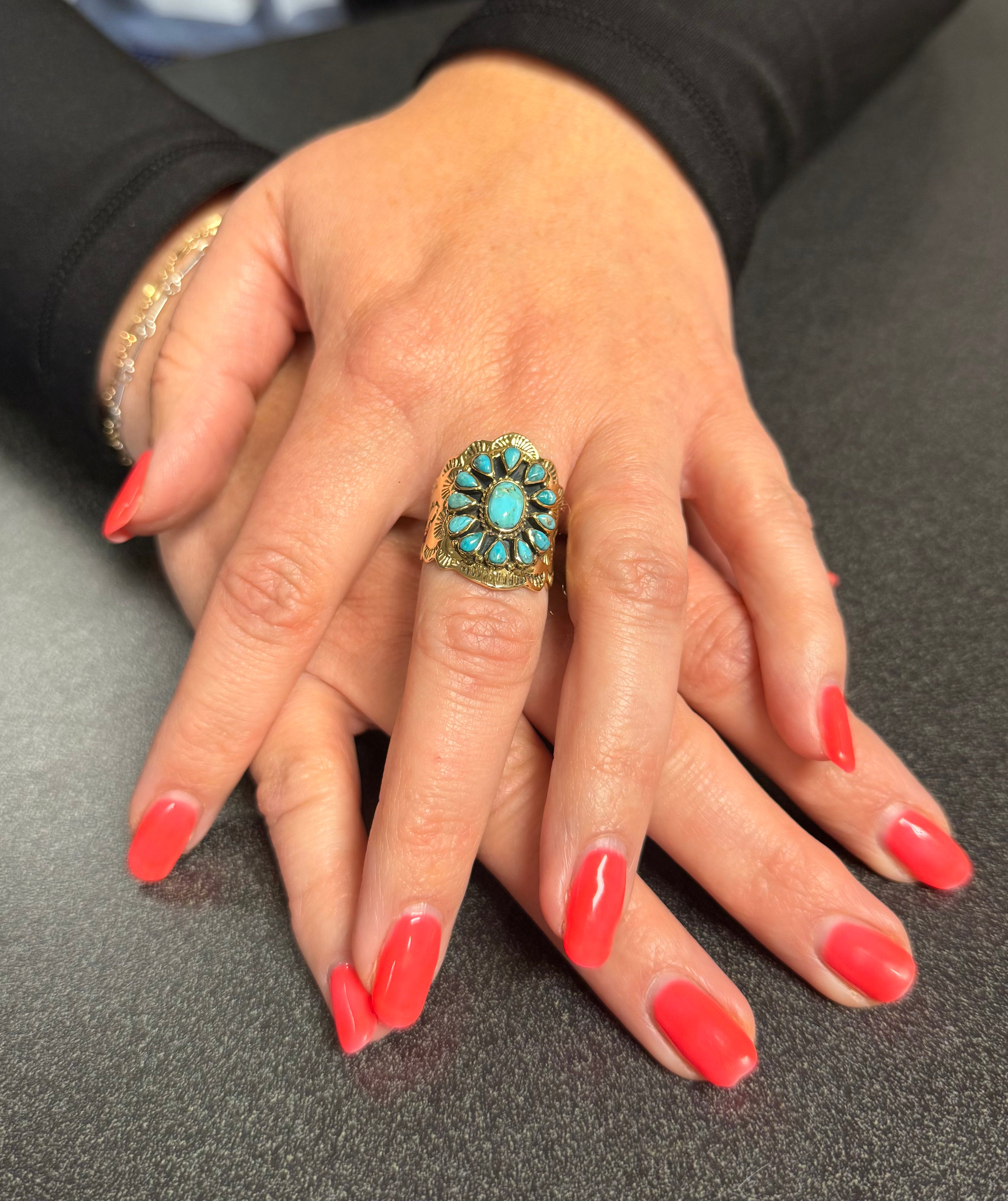 Genuine Stablized Turquoise Ring GoldCopper
