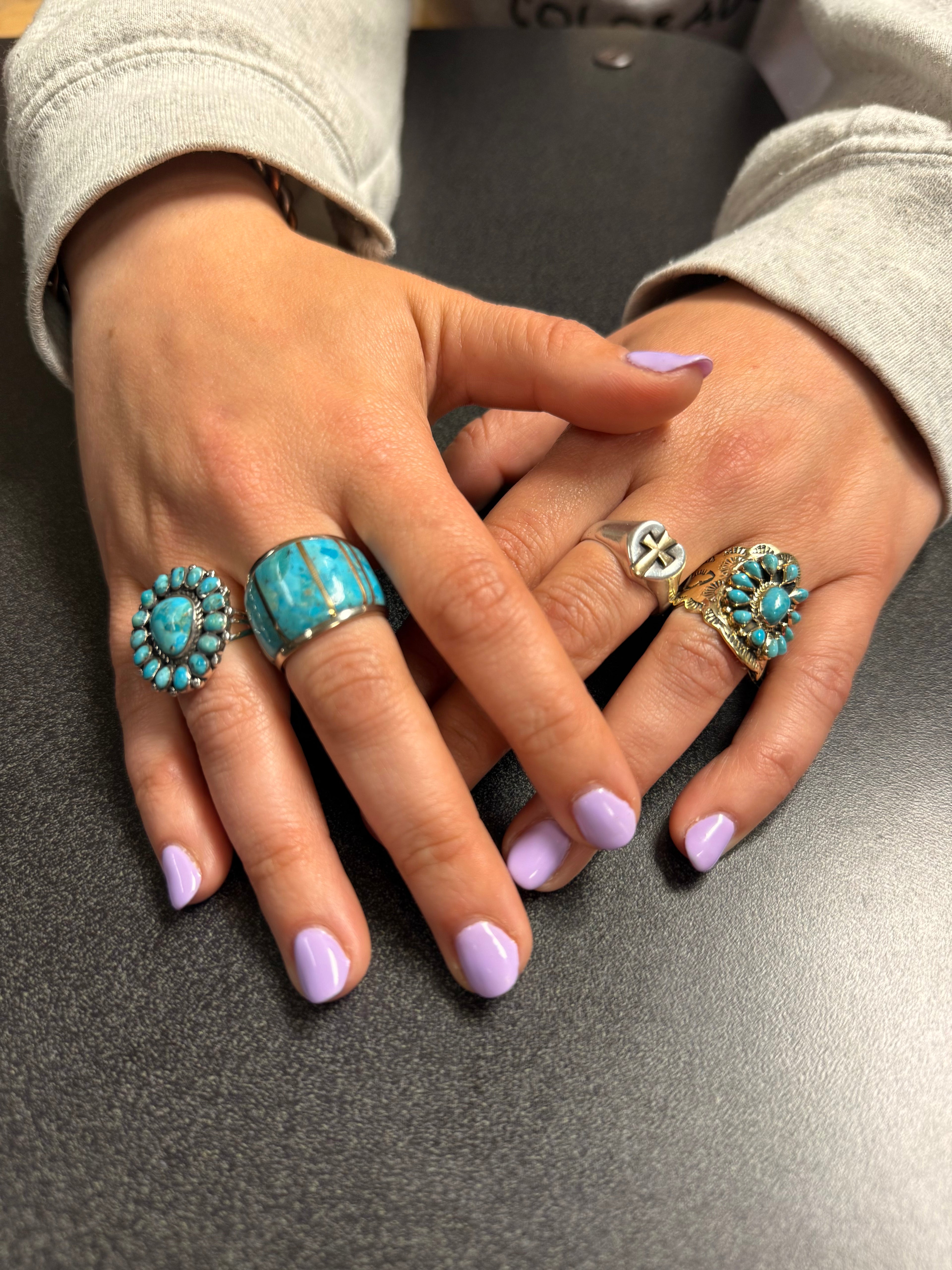 Genuine Turquoise Ring SilveryCopper