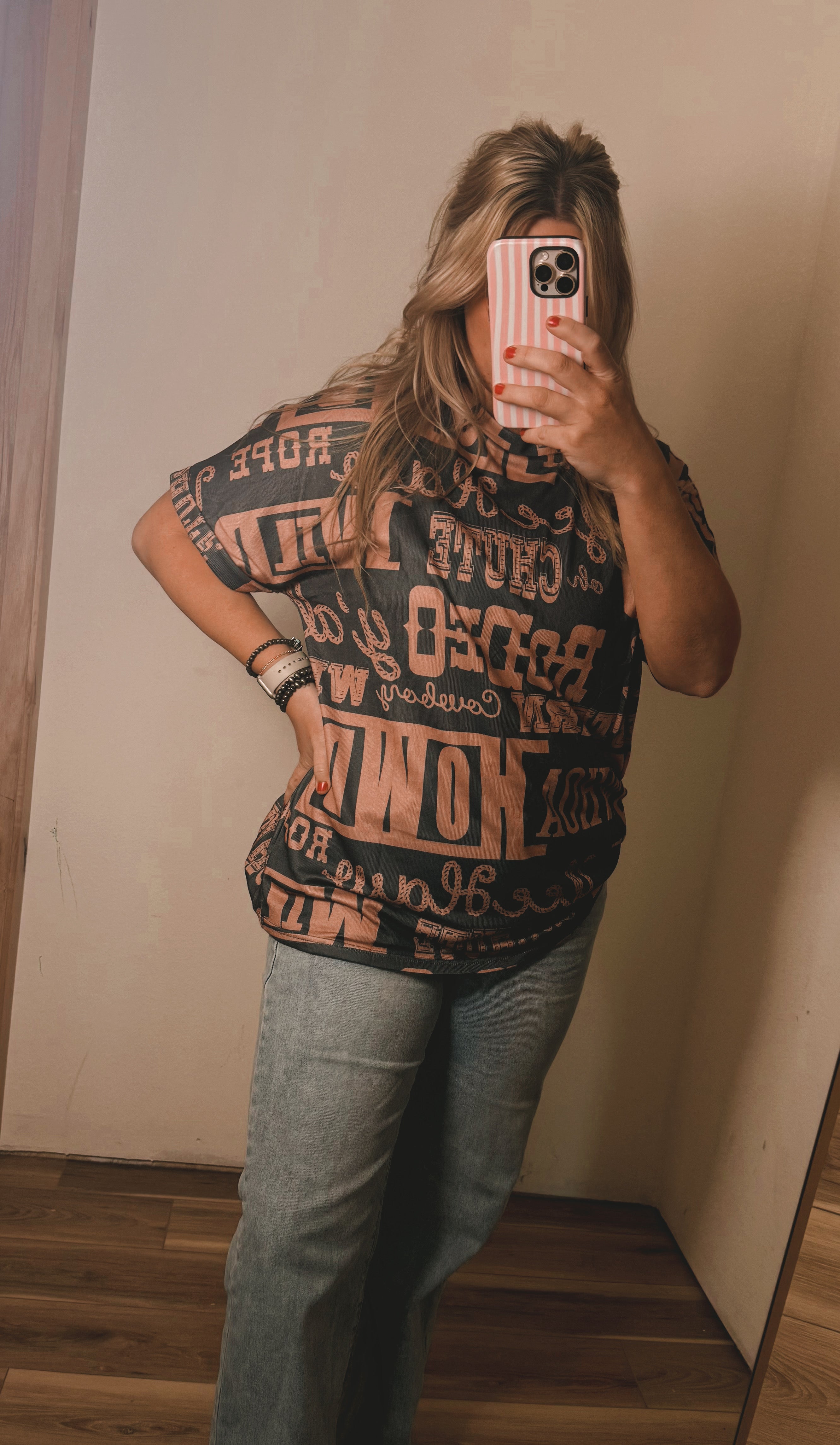Western Howdy Cowboy Letter Printed Western Fashion Tee