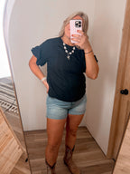 Solid Color Round Neck T-shirt Top