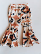 Western Aztec Flare Denim Jeans – Girls