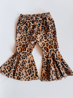 Brown Leopard Print Flare Jeans – Girls Denim Pants