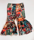 Western Sunflower Cowgirl Graphic Printed Pants for Girls