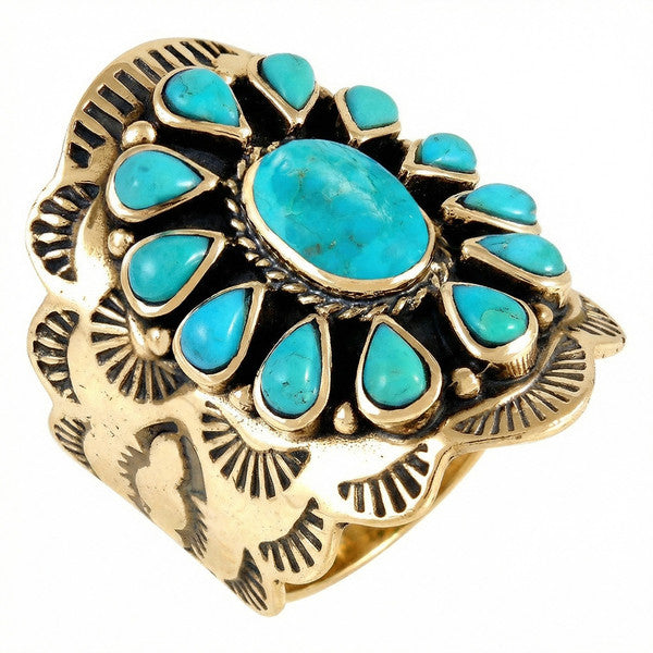 Genuine Stablized Turquoise Ring GoldCopper