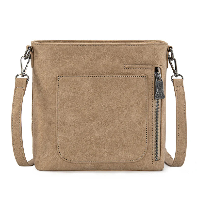 TRINITY RANCH COWHIDE CONCEALED CARRY CROSSBODY BAG