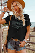 Fashion Western Fashion Geometric Embroidered T Shirt*S-2XL
