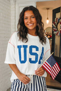 White USA Ribbed Top