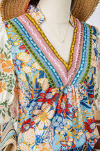 Summer Boho Crochet Floral Blouse