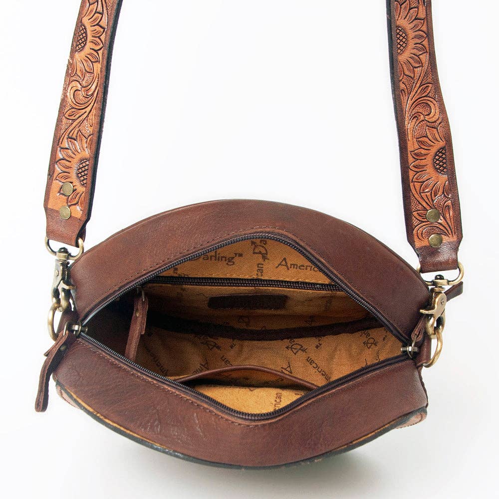Canteen Genuine Western Leather Bag Sunflowers