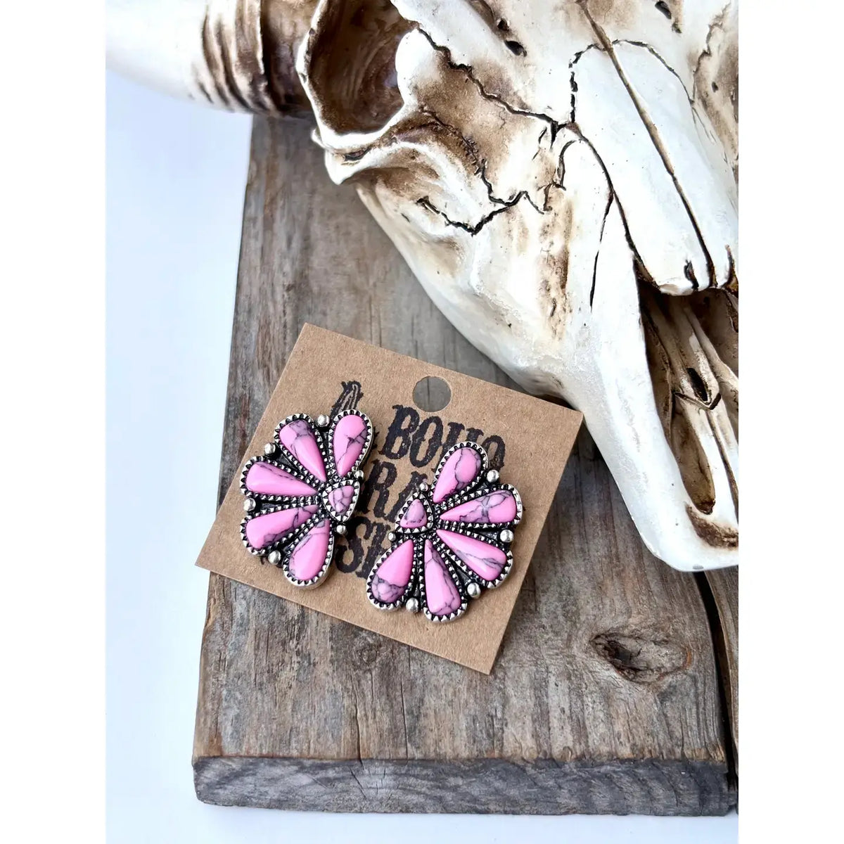 Western Squash Blossom - Stone Stud Earrings