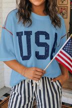 Blue USA Ribbed Top