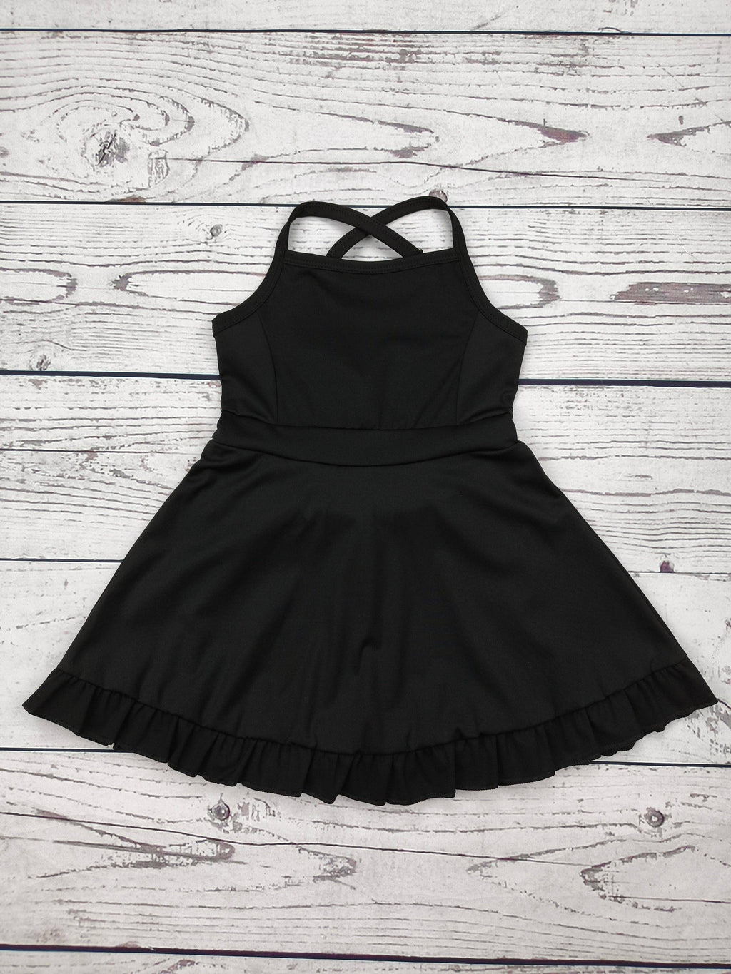 Girls Black Toddler Golf Dress with Ruffle