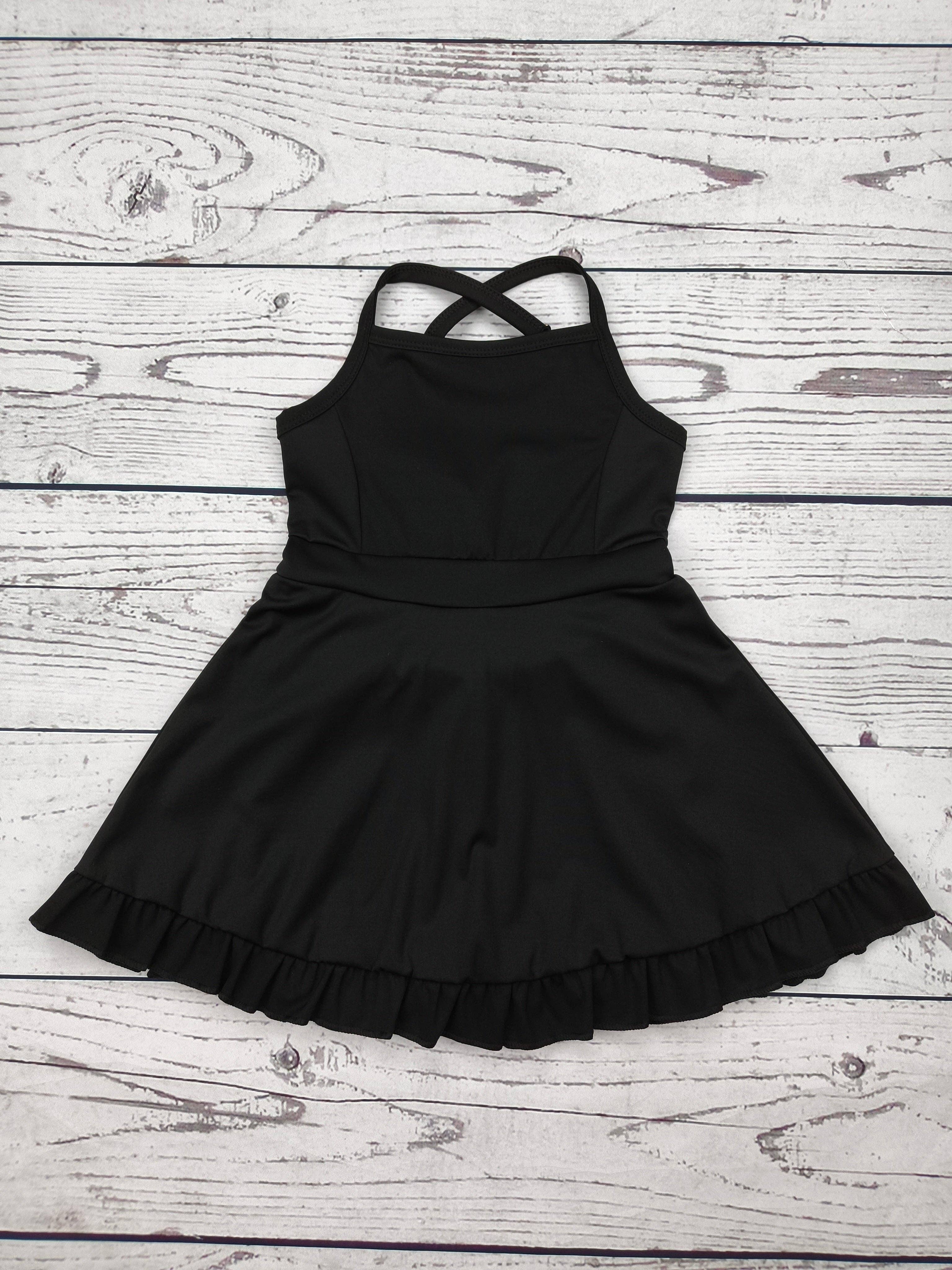 Girls Black Toddler Golf Dress with Ruffle
