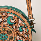 Genuine Western Leather Women Canteen Bag- Teal