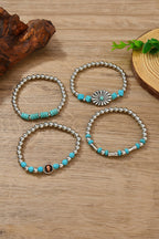 Western Concho Flower Retro Turquoise Bracelets 4pcs Set
