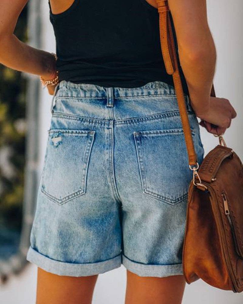 Ladies High-Waist Denim Shorts