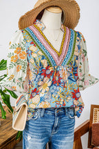 Summer Boho Crochet Floral Blouse