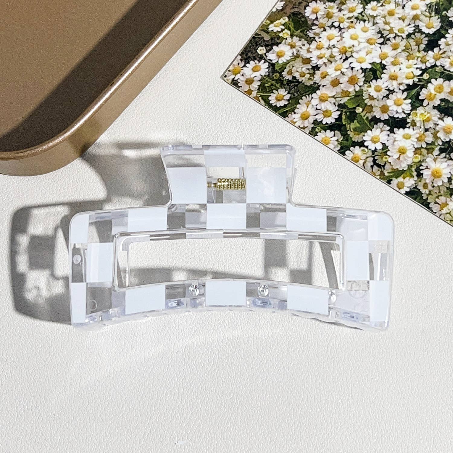 Checkered Hair Claw Clip for Everyday Use