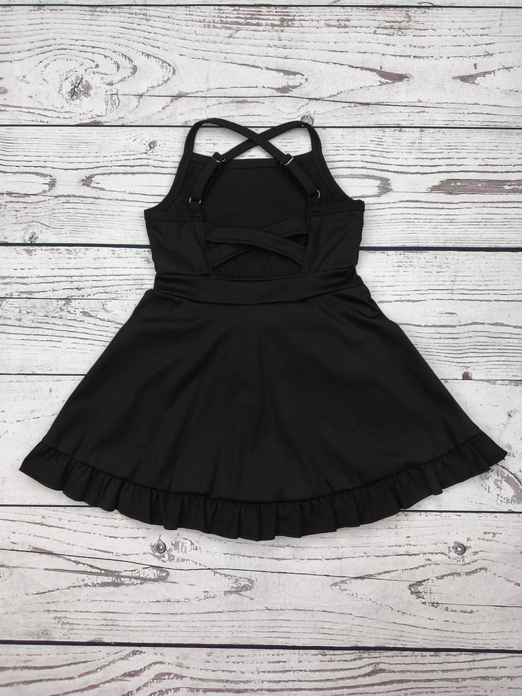 Girls Black Toddler Golf Dress with Ruffle
