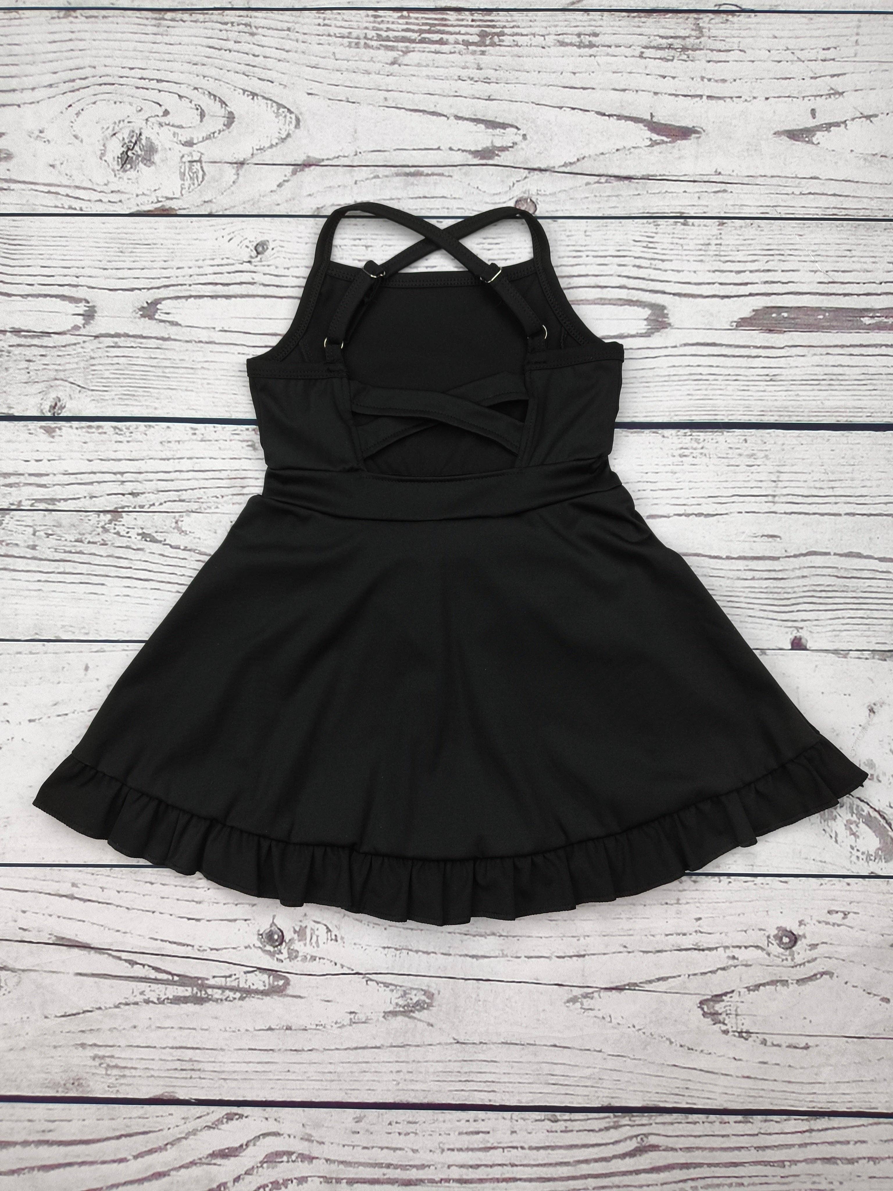 Girls Black Toddler Golf Dress with Ruffle